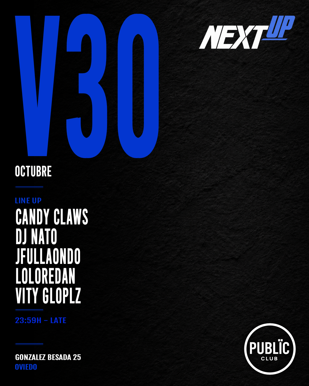 Flyer de NEXTUP del 30 de octubre de 2026