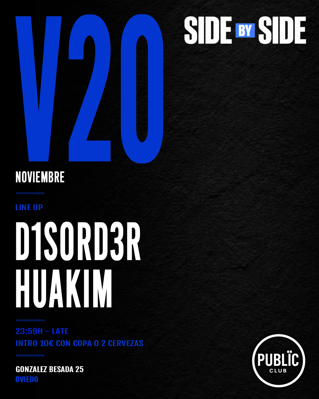 Flyer de SIDE BY SIDE del 20 de noviembre de 2026