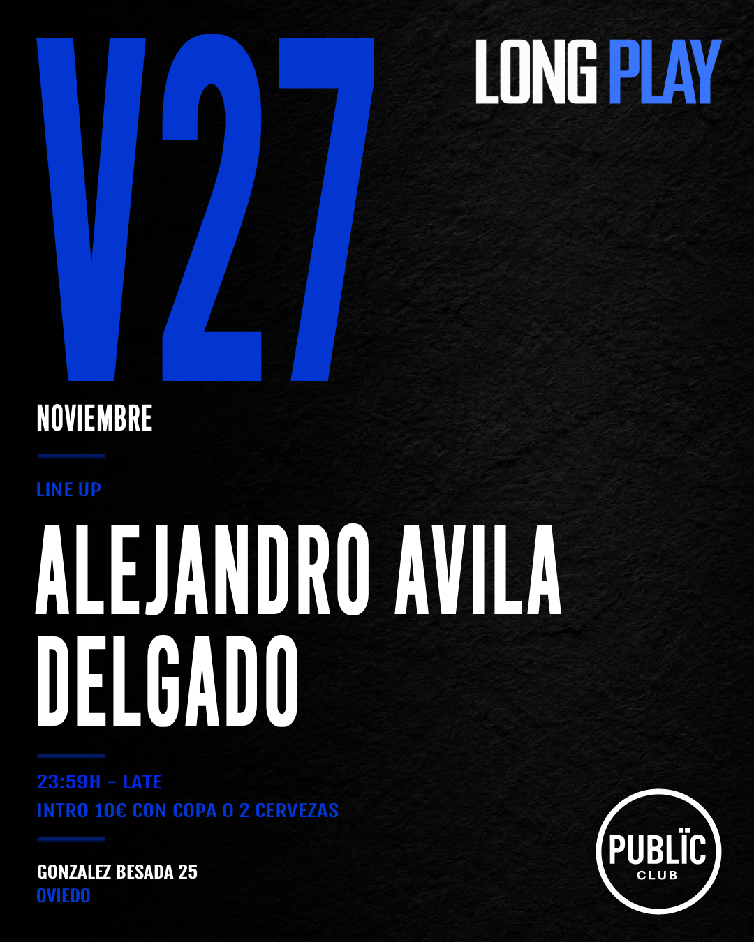 Flyer de LONG PLAY del 27 de noviembre de 2026