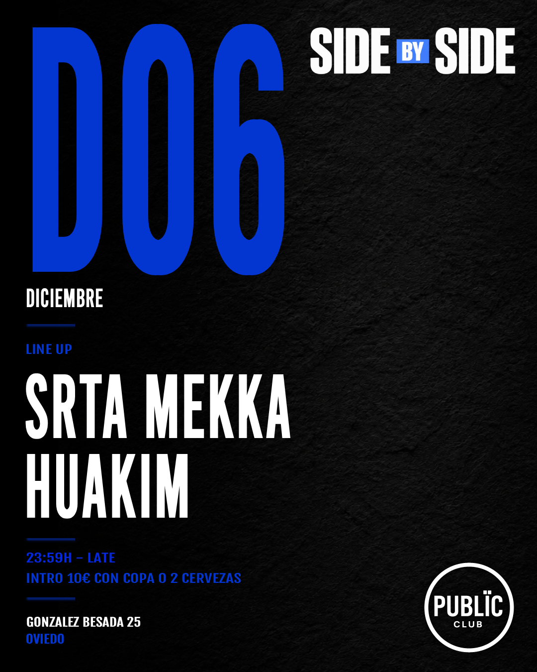 Flyer de SIDE BY SIDE del 6 de diciembre de 2026