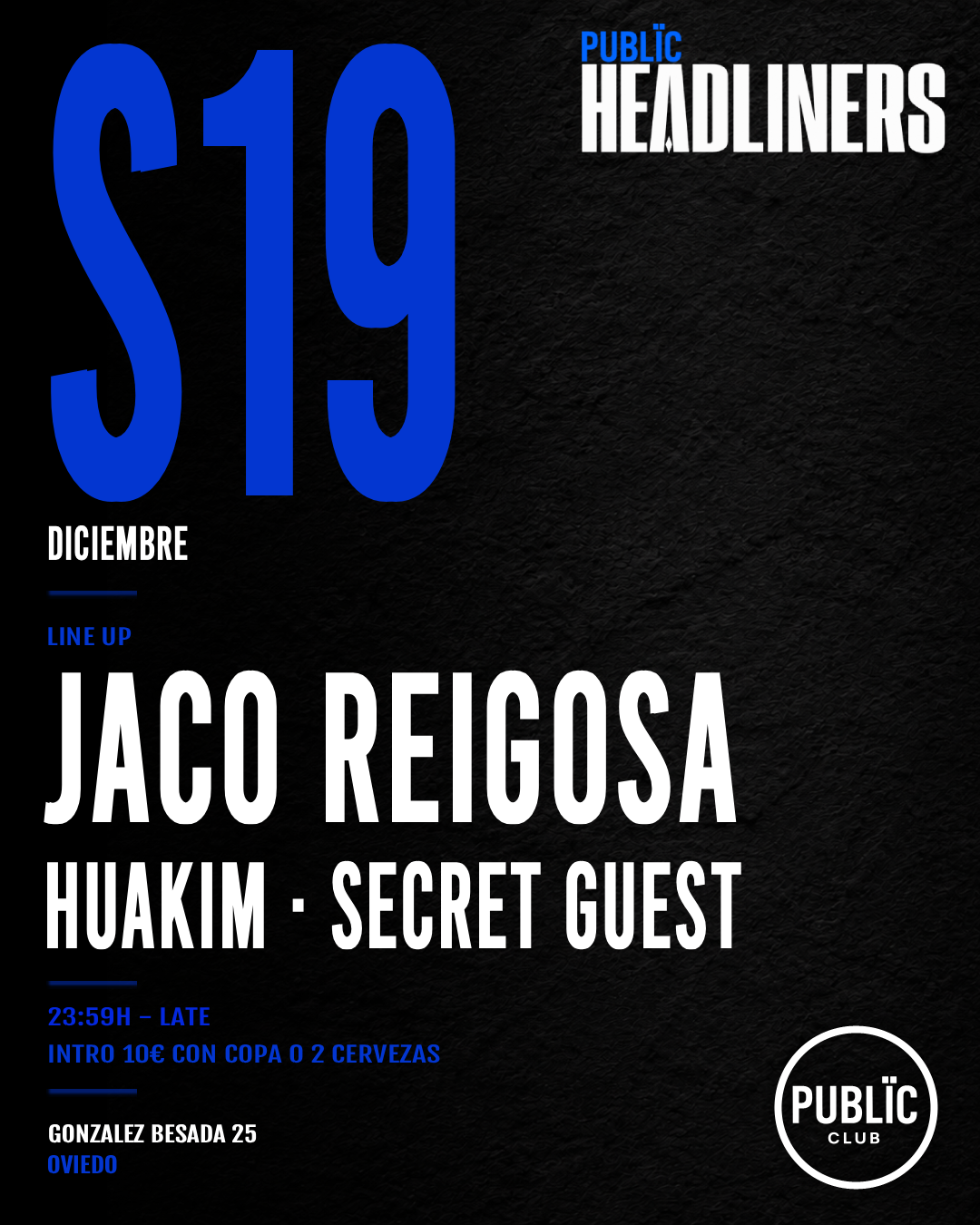 Flyer de PUBLÏC HEADLINERS del 19 de diciembre de 2026